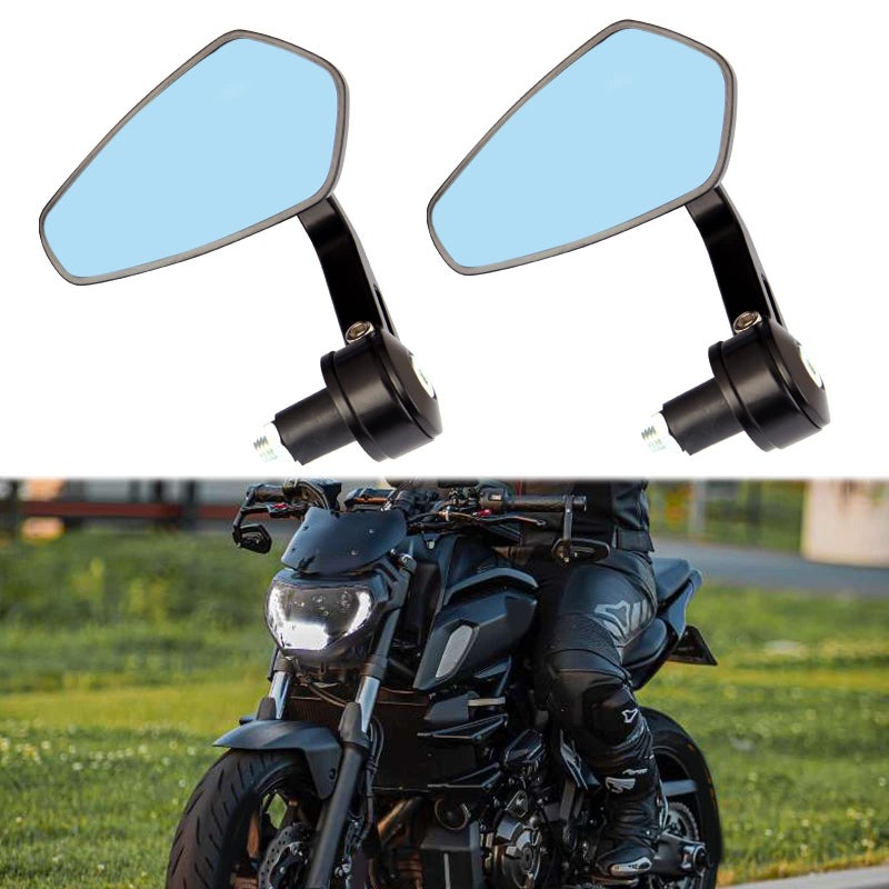 MISS MOLY Universal Black Motorcycle Mirrors Bar End Side Mirror Compatible with Honda Scooter Suzuki Yamaha Kawasaki Victory Harley Davidsonâ€¦ - Image 1